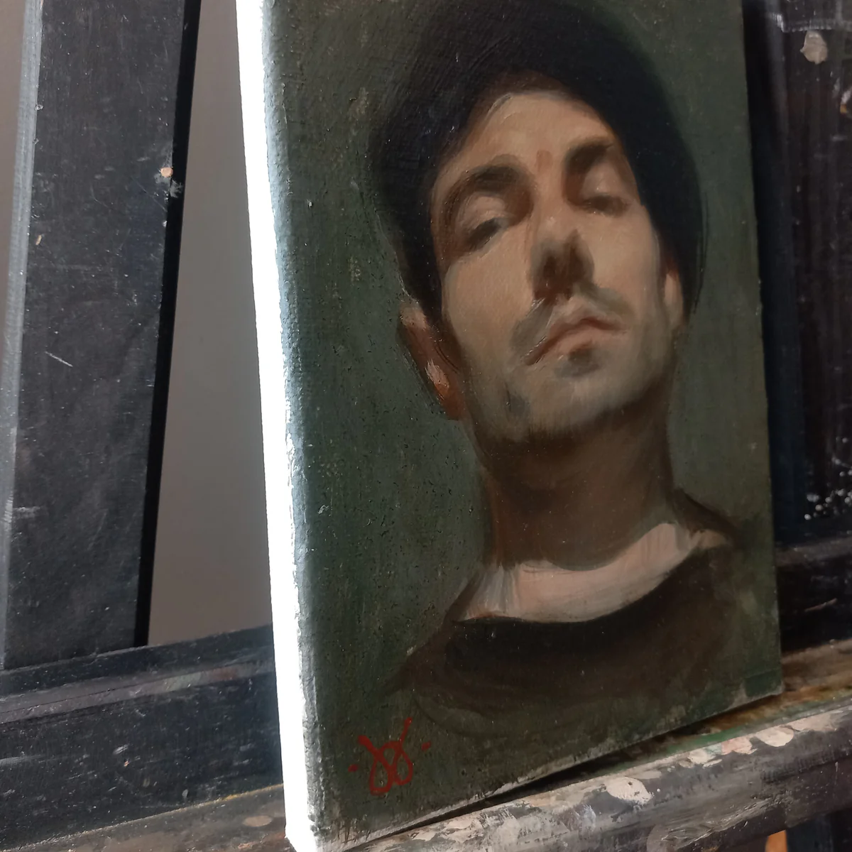 Selfportrait by Adam Till, 2022, Oil on canvas, 21 × 15 cm