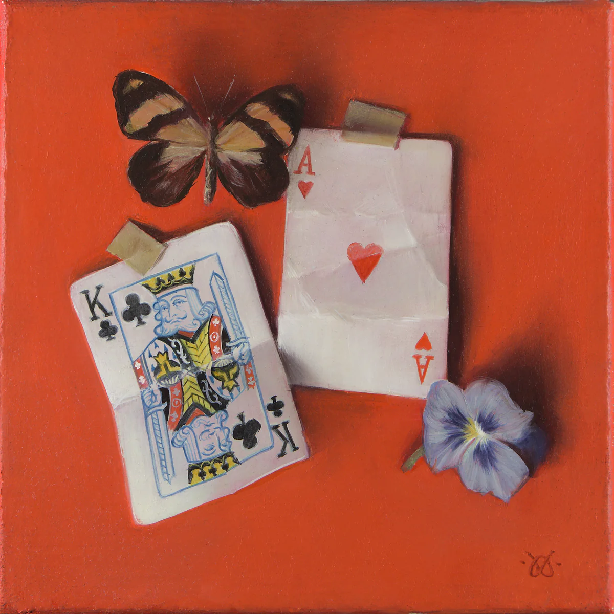 My Luck in Red by Adam Till, 2022, Oil on canvas, 20 × 20 cm